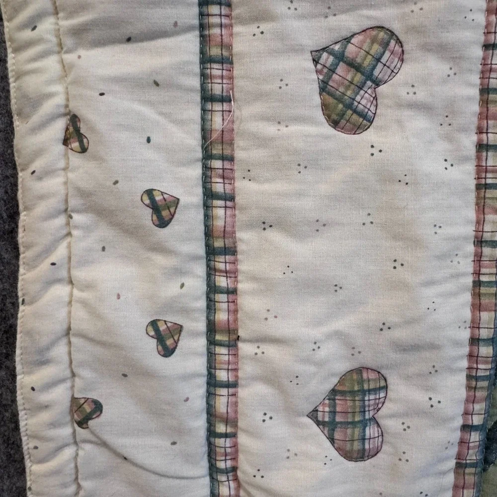 Vintage Handmade‎ Baby Quilt Teddy Bears Bunny Hearts Cottagecore Crib